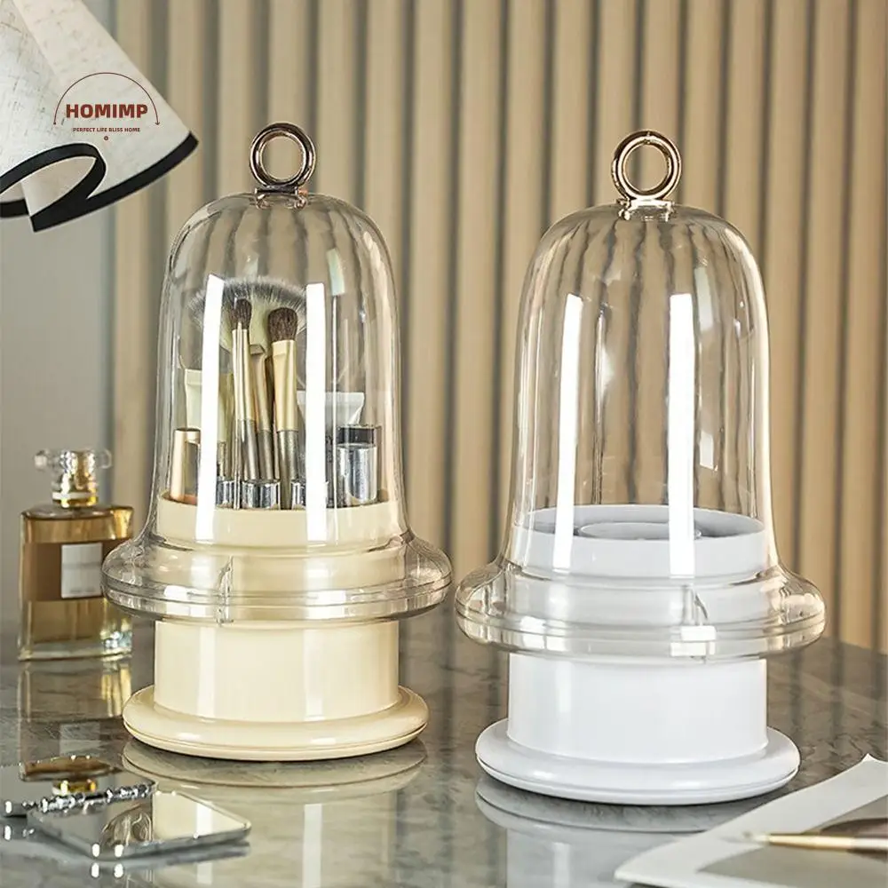 

Rotatable 360° Rotating Brushes Holder Transparent Dustproof Cosmetic Storage Box with Clear Lid Large Capacity