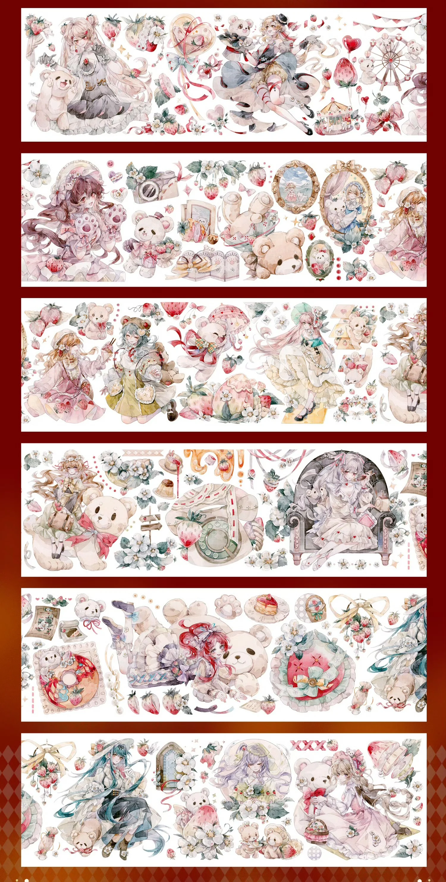 

1 Loop Washi Pet Tape Sample Shine Series, Strawberry Bear, Serendipity, Time City, Floating Light, Time Street • Jade Or Emeral