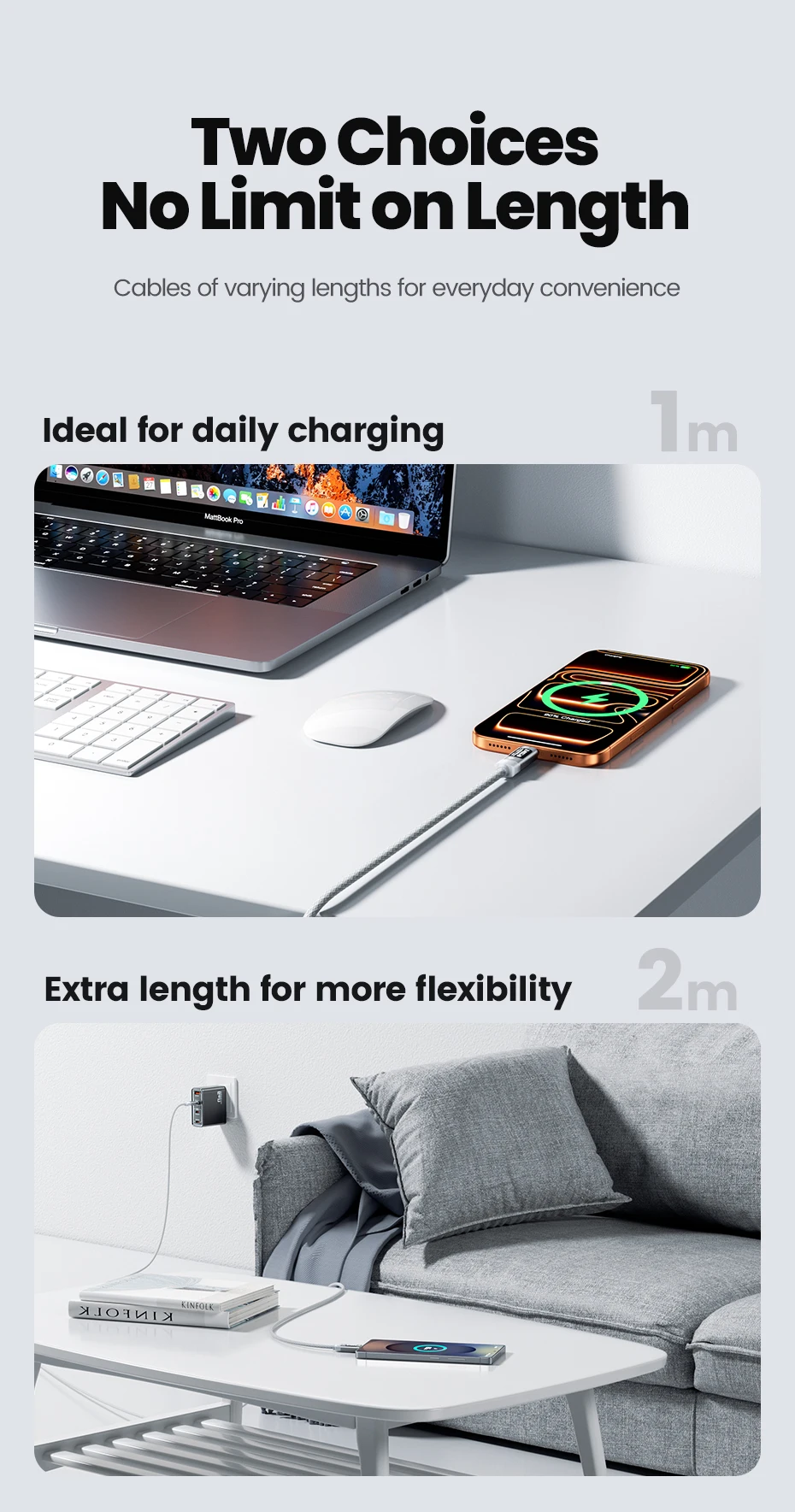 Toocki PD 240W USB-C zu USB-C Kabel 1/2/3 Stück Weiß OLED Digitalanzeige SFC 2.0 Schnellladekabel Typ C für iPhone 17 Samsung – Detail 12