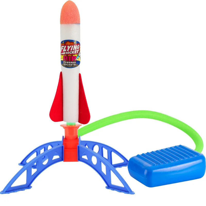 Kinder füße treten auf den Raketenwerfer Spielzeug Pedal Launcher leuchtende Sky rocket Gun Foam Spielzeug