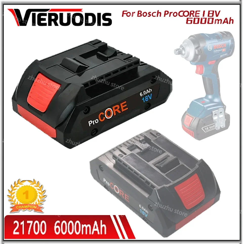 

18V 6000mAh 8000mAh Li-Ion Battery Procore1600A016GB for Bosch 18Volt Max Cordless PowerTool Drill Bit 21700 Cells Built-in