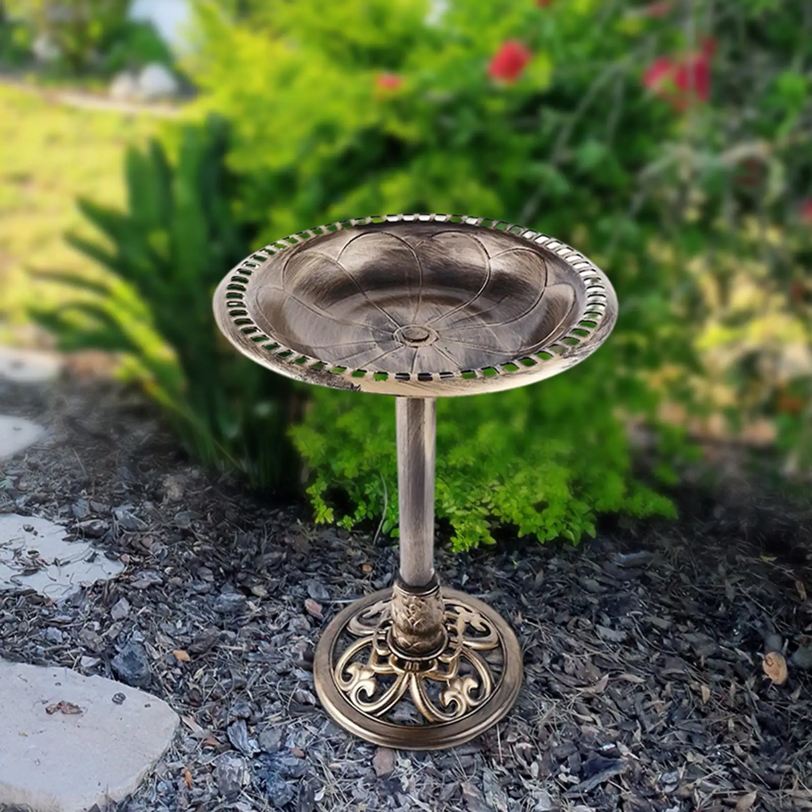 Birdbath w antycznym stylu wzór kwiatowy stojąca dekoracja rustykalny ogrodowa oczko wodne dla ogrodowa Yard podwórko Patio