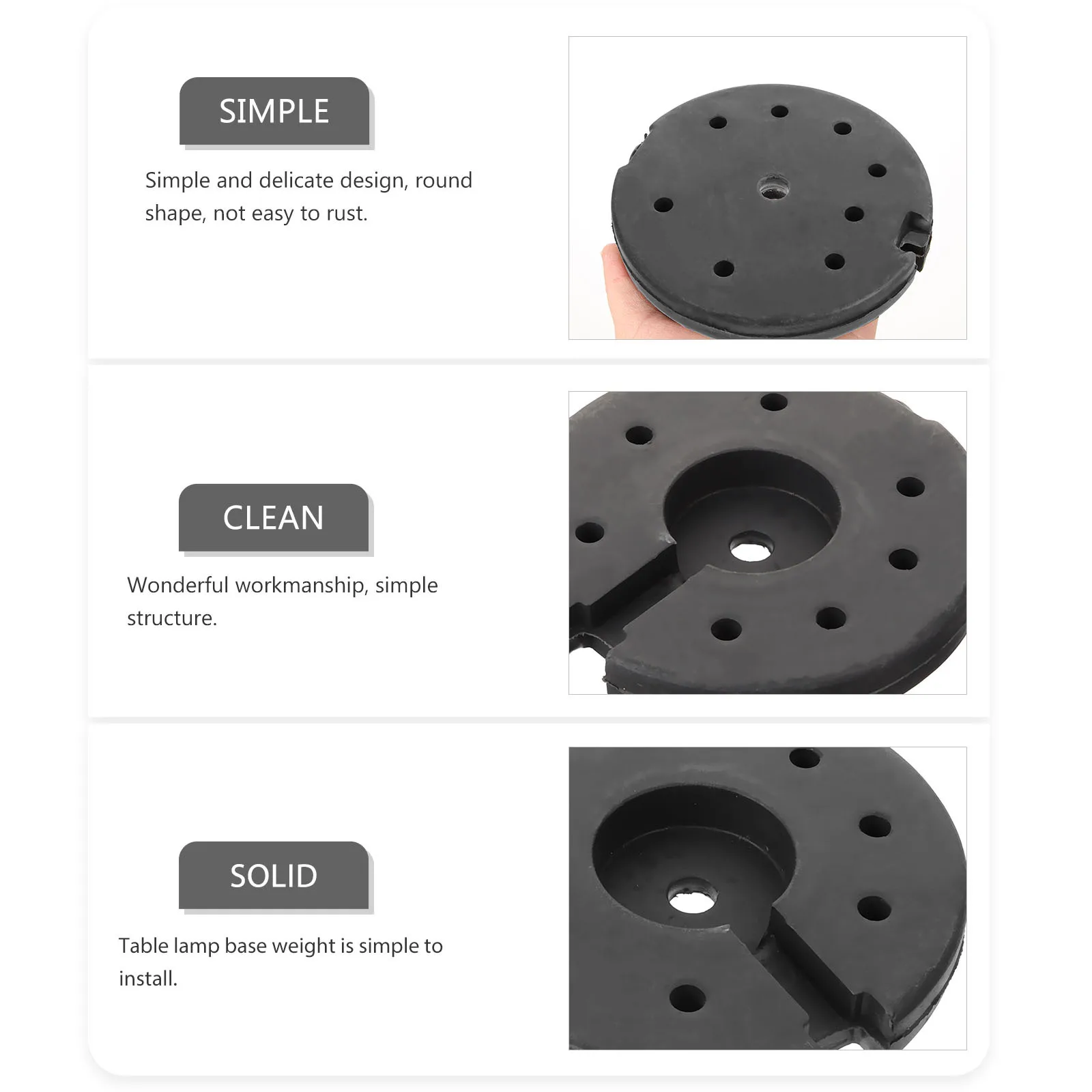 1pcs Round Lamp Base Weight Heavy Duty For Desk Floor Table Light Stable Replacement Strong Metal Stand Lighting Accessories