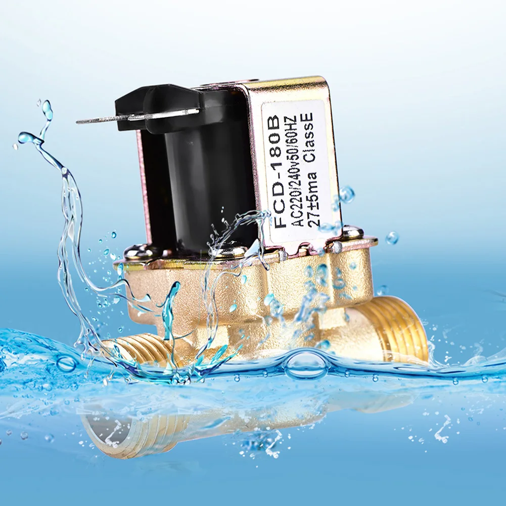 Water Valve AC 220V Brass Electric Solenoid Valve 1/2 Inch Normally Closed Water Inlet Control Solar Water Heater Valve