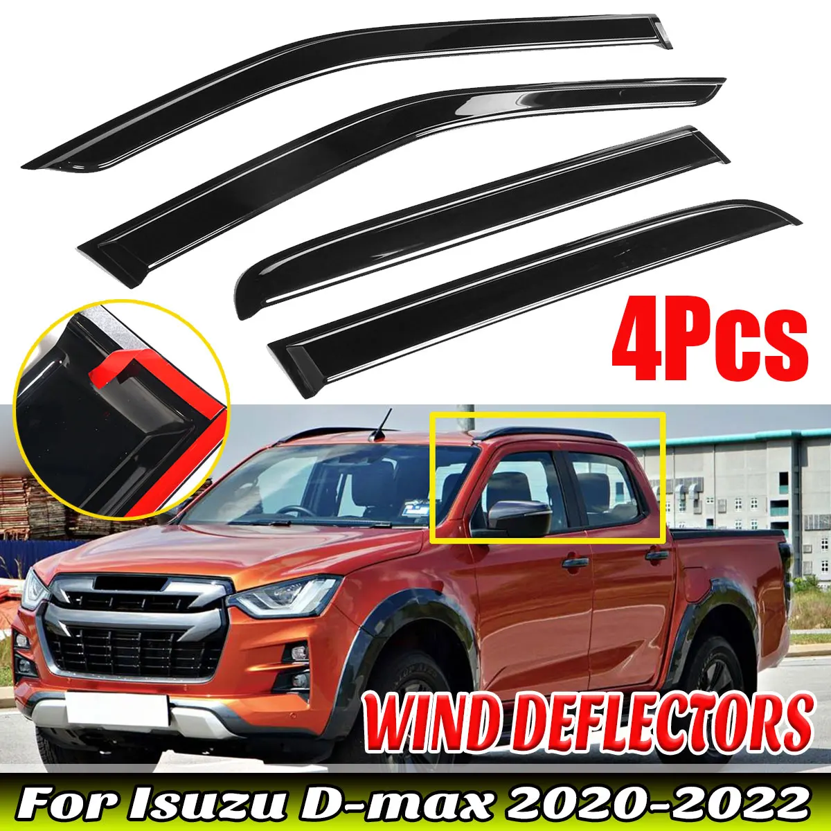 High Quality Car Side Window Deflector Weather Shield Window Visor For Isuzu D-max 2020-2022 Wind Shields Sun Rain Guards