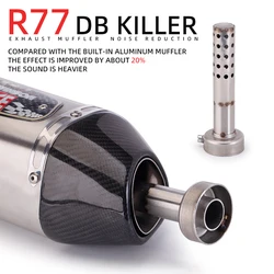 Silenciador de Tubo de Escape para Original Yoshimura R77, Catalisador Escape Silencer, DB Killer Plug Removível, 49mm