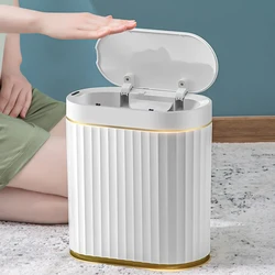 7L Smart Sensor Trash Can Bathroom Toilet Wastebasket Kitchen Garbage Tin Luxury Home Living Room Cracks Trash Bin with Lid