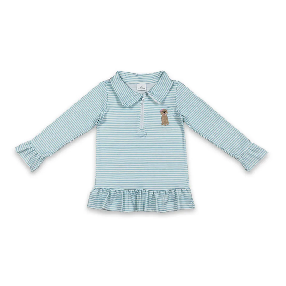 Baby Girl Kids Jacket Embroidery Bow Dogs Long Sleeves Half Zipper Pullover Tops Clothes Cozy Cute Hunting Toddler Clothing