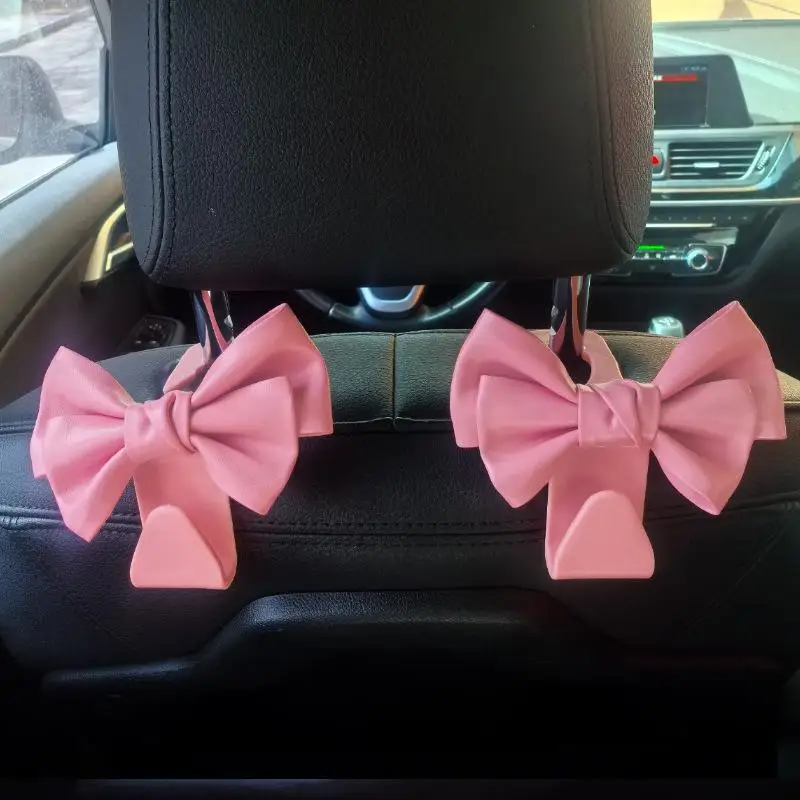 Kait Penyimpanan di Sandaran Kursi Mobil Bentuk Pita, Kait Tas Kulit PU Modis, Penjepit Universal untuk Aksesoris Mobil