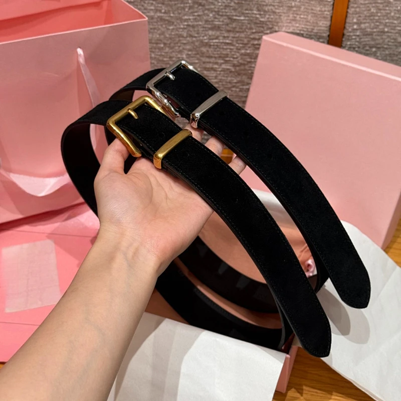 

Premium Quality Women's Genuine Cowskin Suede Leather Strap Belt 35mm