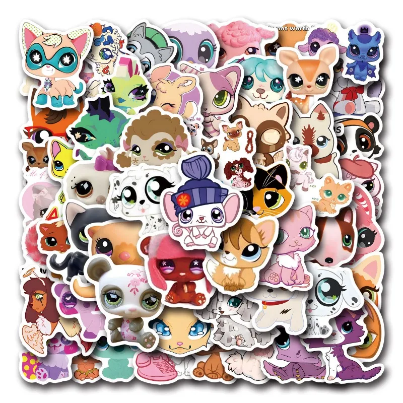 55pcs Cartoon Littlest Pet Shop Sticker Luggage Water Cup Stationery Mobile Phone Scooter Laptop Refrigerator Decoration Sticker