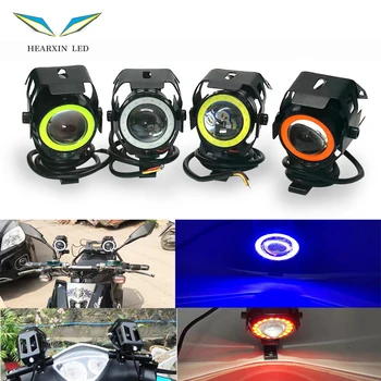 มอเตอร์ LED เสริมไฟหน้ารถจักรยานยนต์ Universal 1200LM Angel Eyes U7 Mini รถจักรยานยนต์สปอตไลท์โคมไฟจักรยานอุปกรณ์เสริม