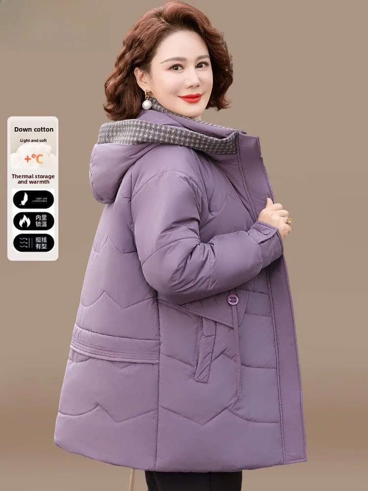 

Зимняя хлопковая куртка для женщин больших размеров: модное пуховое пальто для женщин среднего и старшего возраста, осенне-зимняя хлопковая одежда.