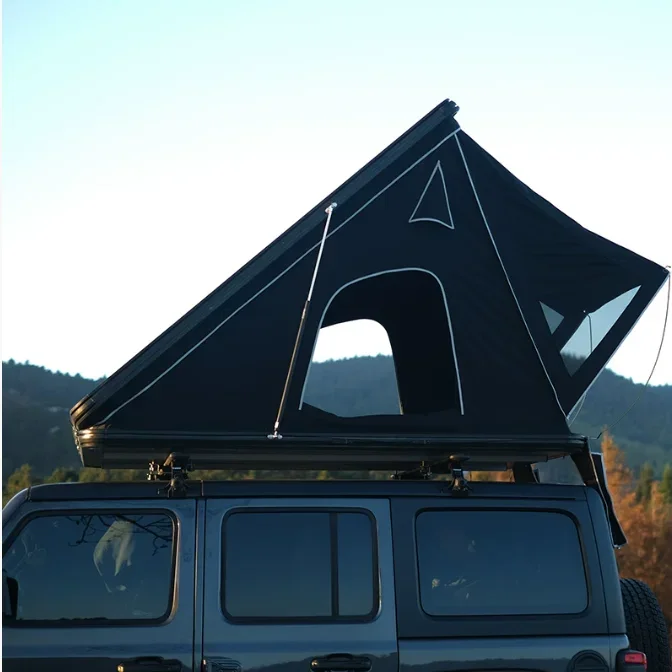

Waterproof Outdoor Camping Roof Top Triangle Tour Folding Tent 4x4 Aluminum Shell Ladder Accessory Cotton Canvas for Car Rooftop