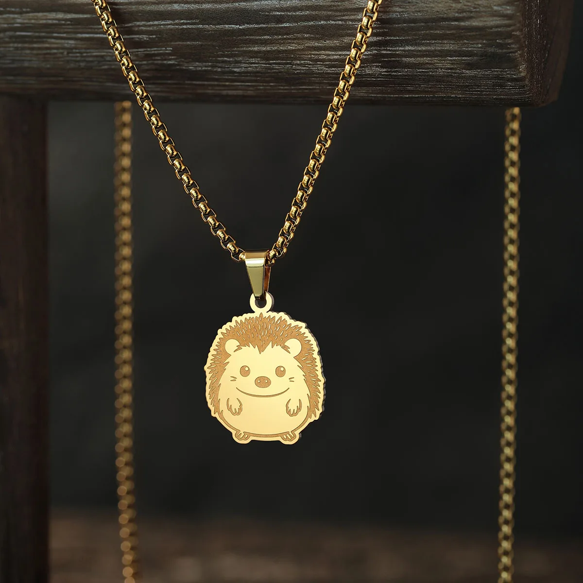 CHENGXUN Hedgehog Pendant Necklace Women Men Jewelry Punk Animal Jewelry Stainless Steel Necklace