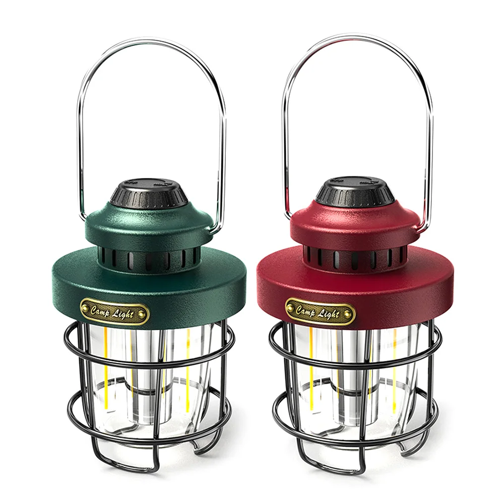 Retro Lamp Portable Camping Lantern USB Recharge Camping Tent Travel Light Vintage Outdoor Lighting Camping Equipment Flashlight