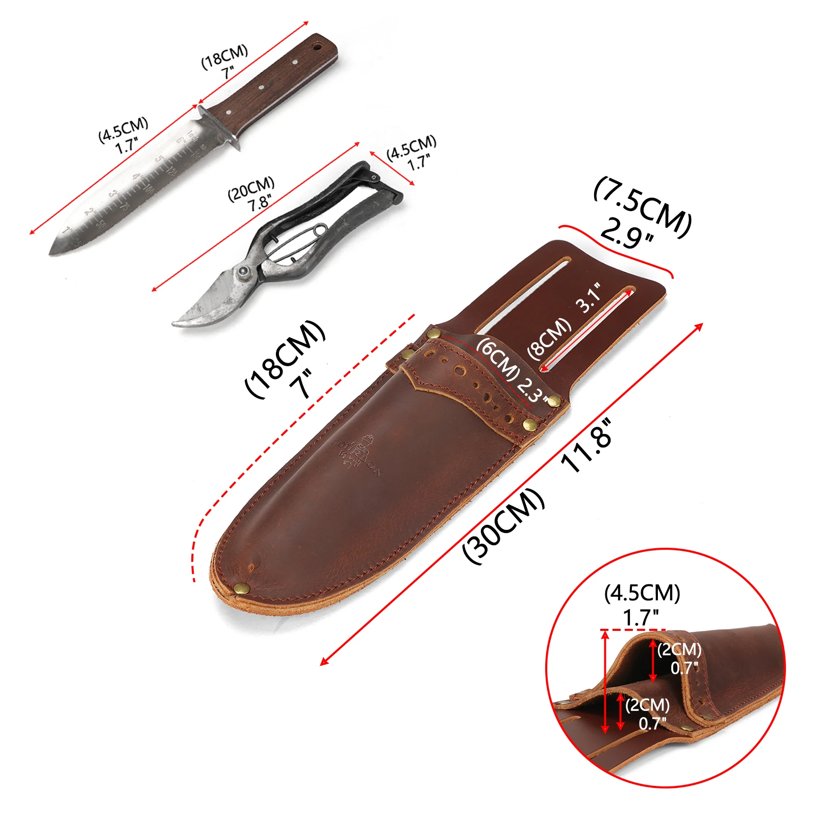 Tourbon Leather Gardening Pliers Pouch Knife Waist Pockect Pruning Shears Pruner Scabbard Holster Brown with Belt Loop