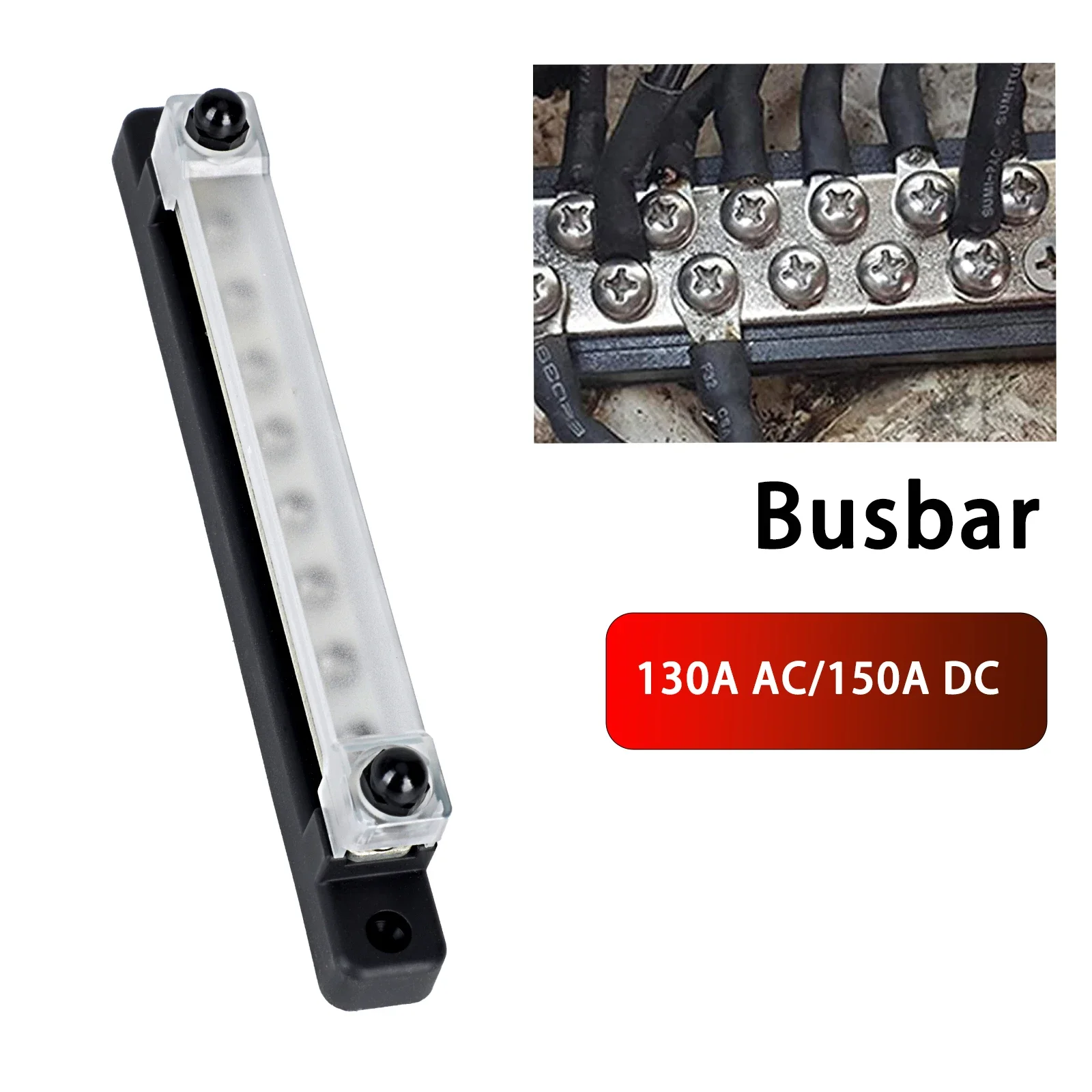 

12 Way New Bus Bar Junction Box With Cover 150A DC 48V Ground Power Distribution Block For Automotive Marine Boat Trailer RV