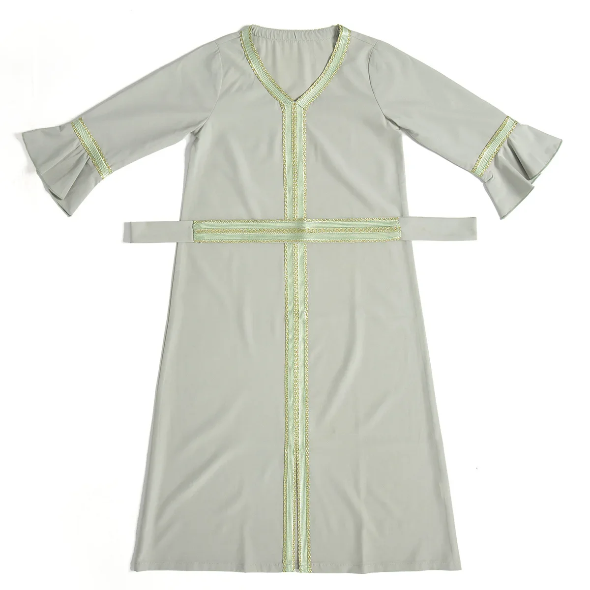 

Kids Muslim Girls Abaya Prayer Maxi Dress Turkey Kaftan Arab Long Robe Sashes Dubai Morocco Eid Dresses Ramadan Gown Caftan