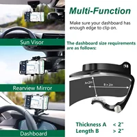 Support de téléphone universel pour voiture, Rotation à 360 degrés, GPS, Clip de tableau de bord, Support de téléphone portable pour voiture, pour iPhone 3