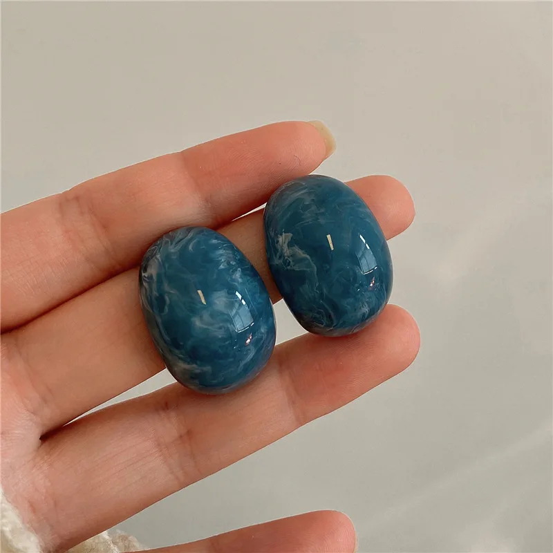 

Blue Acrylic Earrings European And American Style Personalized Fashion Stud Earring Ladies Girls Travel Wedding Accessories 2024