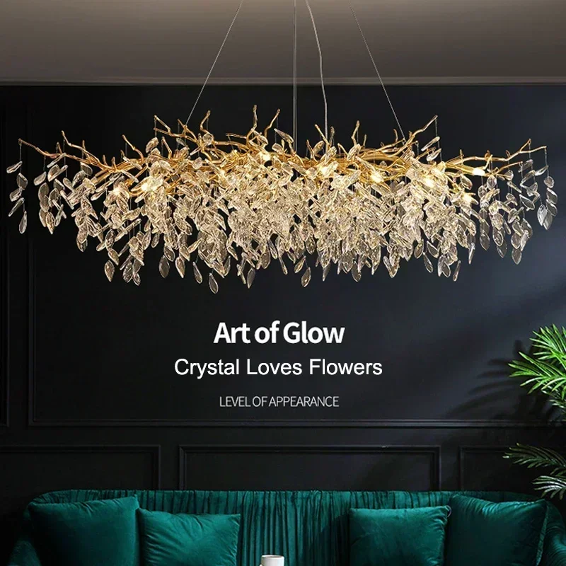Luxury Modern Crystal Ceiling Chandelier Led Pendant Lamp Dining Table Living Room Bedroom Home Decor Wall Hanging Light Fixture