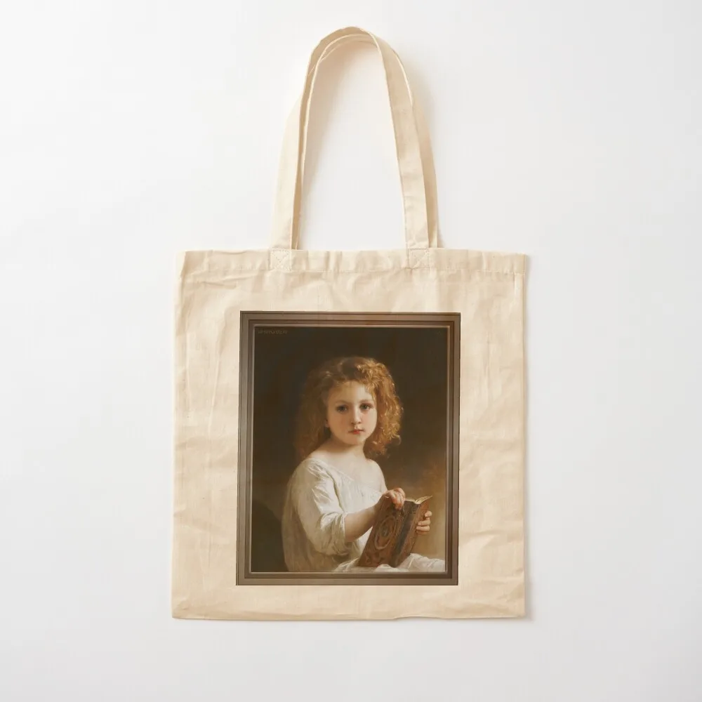 The Story Book by William-Adolphe Bouguereau Old Masters Reproduction Tote Bag Lady bags eco bag folding