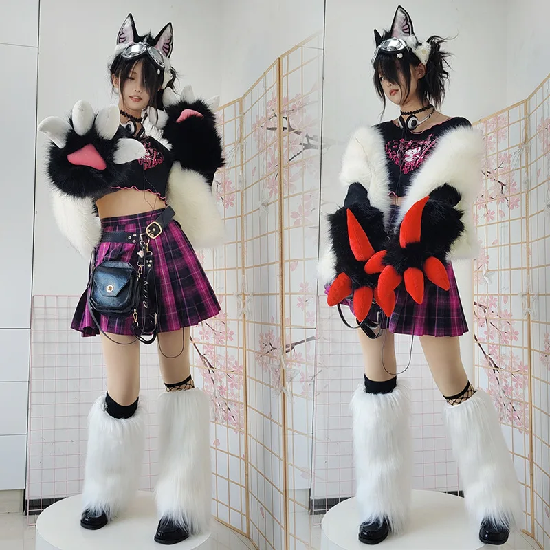 Handmade Fursuit Dragon Claw Gloves Soft Plush Furry Material Cartoon Animal Paw Props For Anime Exhibition Cosplay Lovely Cute view 4
