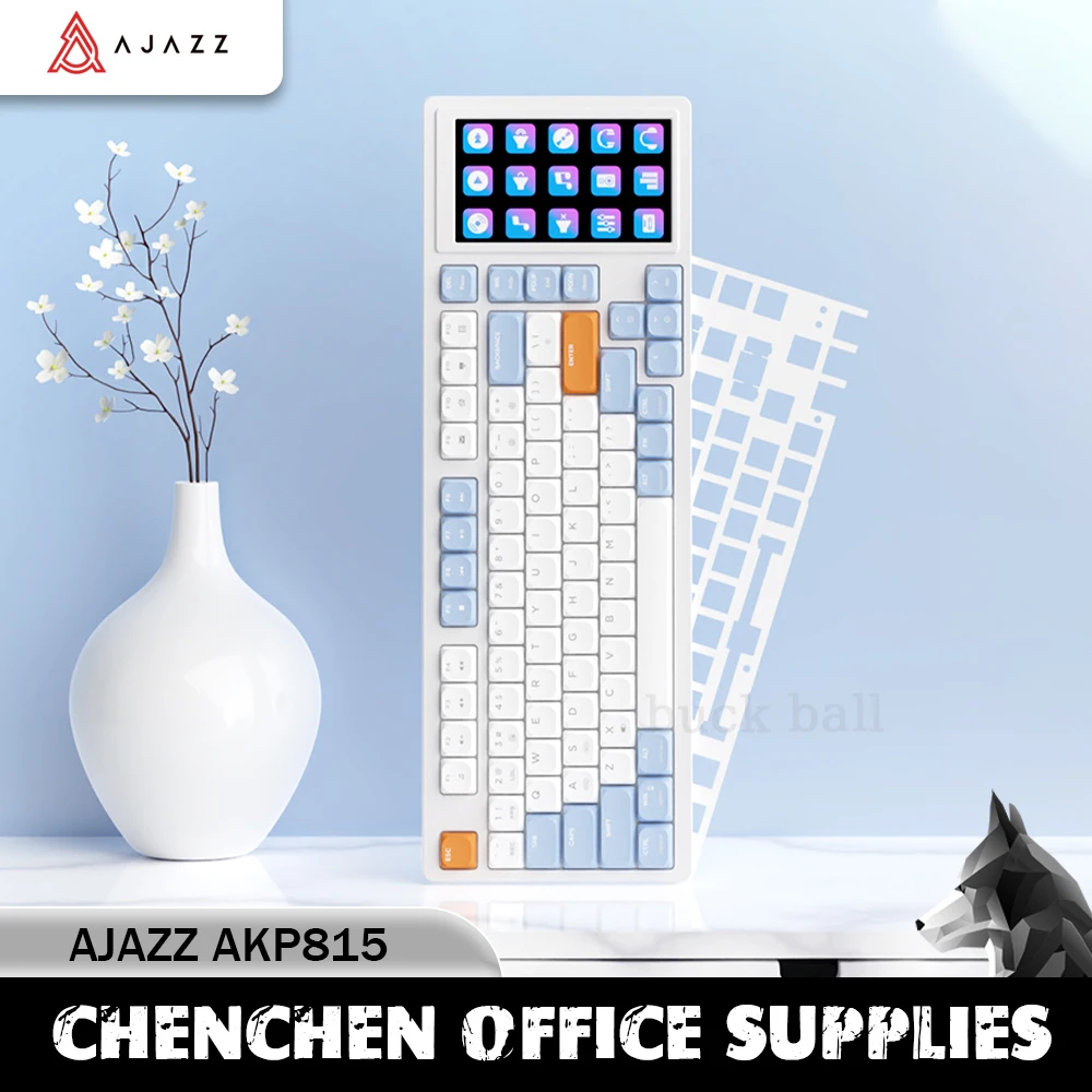 

Ajazz Akp815 Mechanical Keyboard With Lcd Screen Low Profile Switch 81keys Wired Keyboard Rgb Backlit Diy Gaming Keyboards Gift