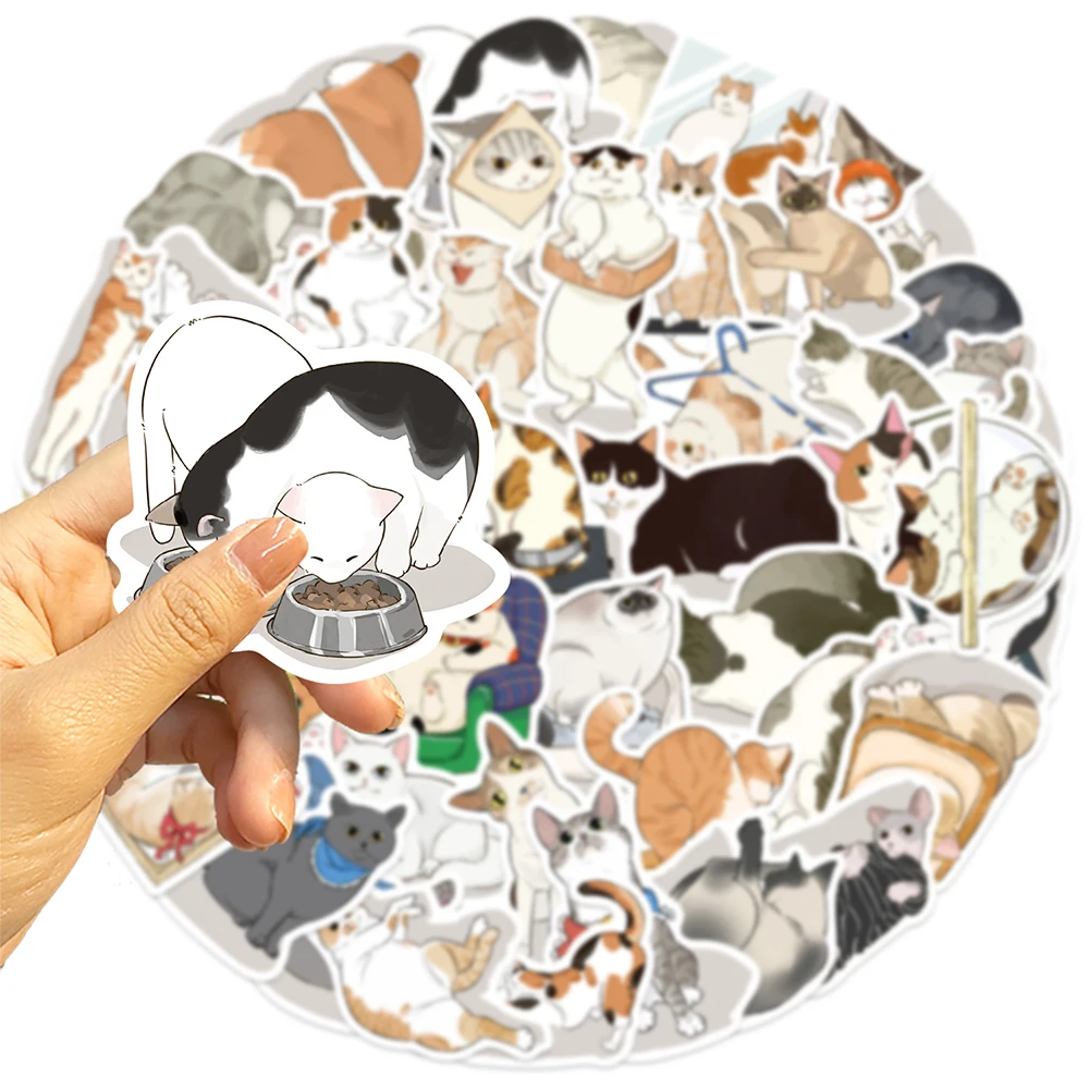 10/30/50 ชิ้นสติกเกอร์สัตว์แมวน่ารักตลกสร้างสรรค์สติกเกอร์กราฟฟิตี้สำหรับสเก็ตบอร์ดโทรศัพท์กระเป๋าเดินทางการ์ตูนสติกเกอร์กันน้ำของขวัญ