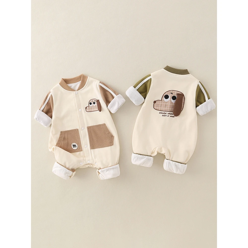 

Adorable Outfit for Babies 2025 Autumn New Sle Long Sve Rer Casual Cute Cartoon Design High Waist Cotton Fabric