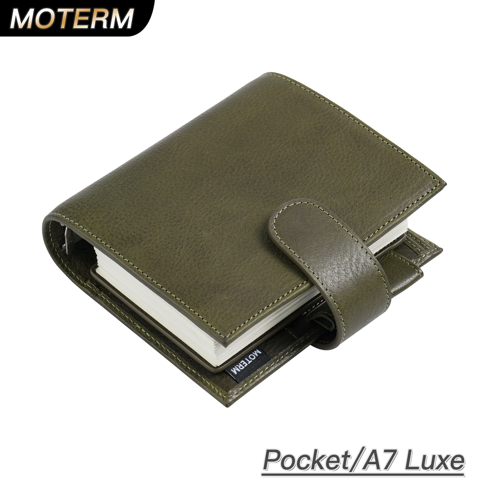 Moterm Full Grain Veg Tan Leather Pocket Luxe 2.0 Rings Planner A7 Notatnik z 30MM pierścieniami Agenda Organizer Diary Journal