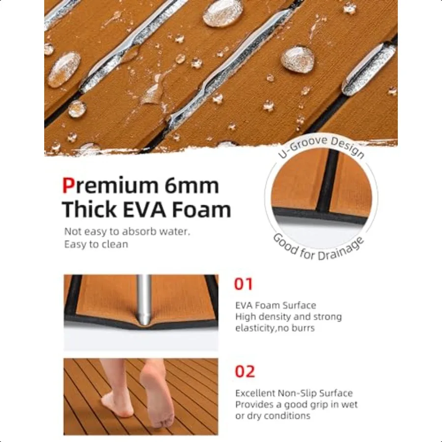 إيفا رغوة قارب التزيين 96 ''x 45.6'' 36'' 28.8 ''24'' 16.8'' 48''x16.8'' ذاتية اللصق فو خشب الساج البحرية الأرضيات ورقة وسادة تثبيت #3