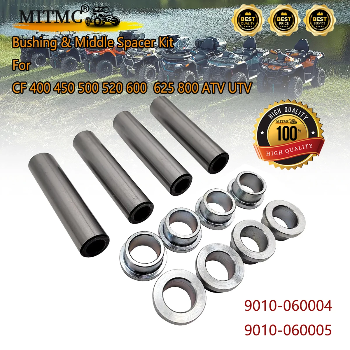 8PCS Bushing & 4PCS Middle Spacer Kit For CF 400 450 500 520 600  625 800 ATV UTV X5 X6 X8 U5 U6 9010-060004 9010-060005