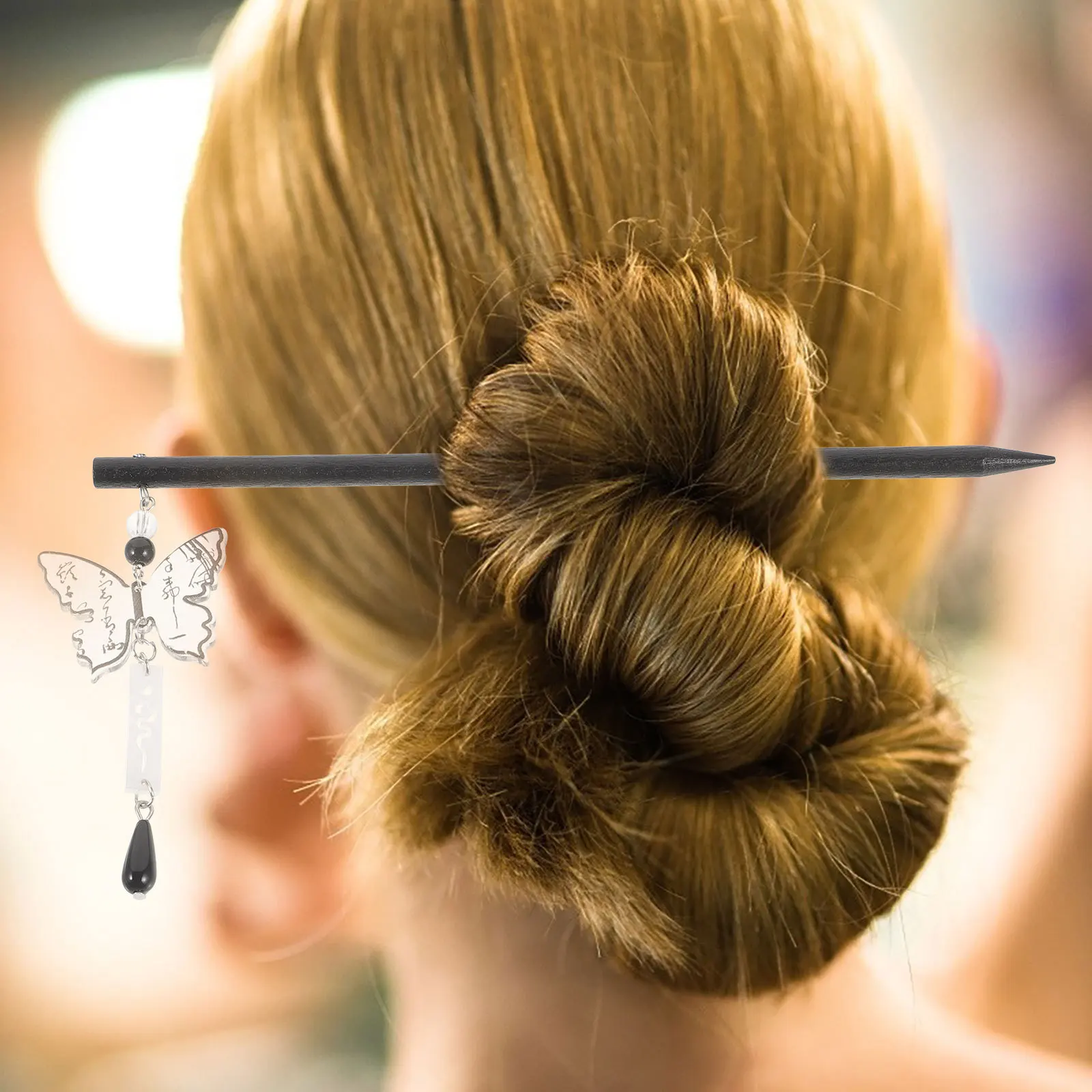 

Black Rose Flower Hairpin Durable Elegant Hair Chopsticks for Women Party Casual Tassel Hair Stick Women Hairpin