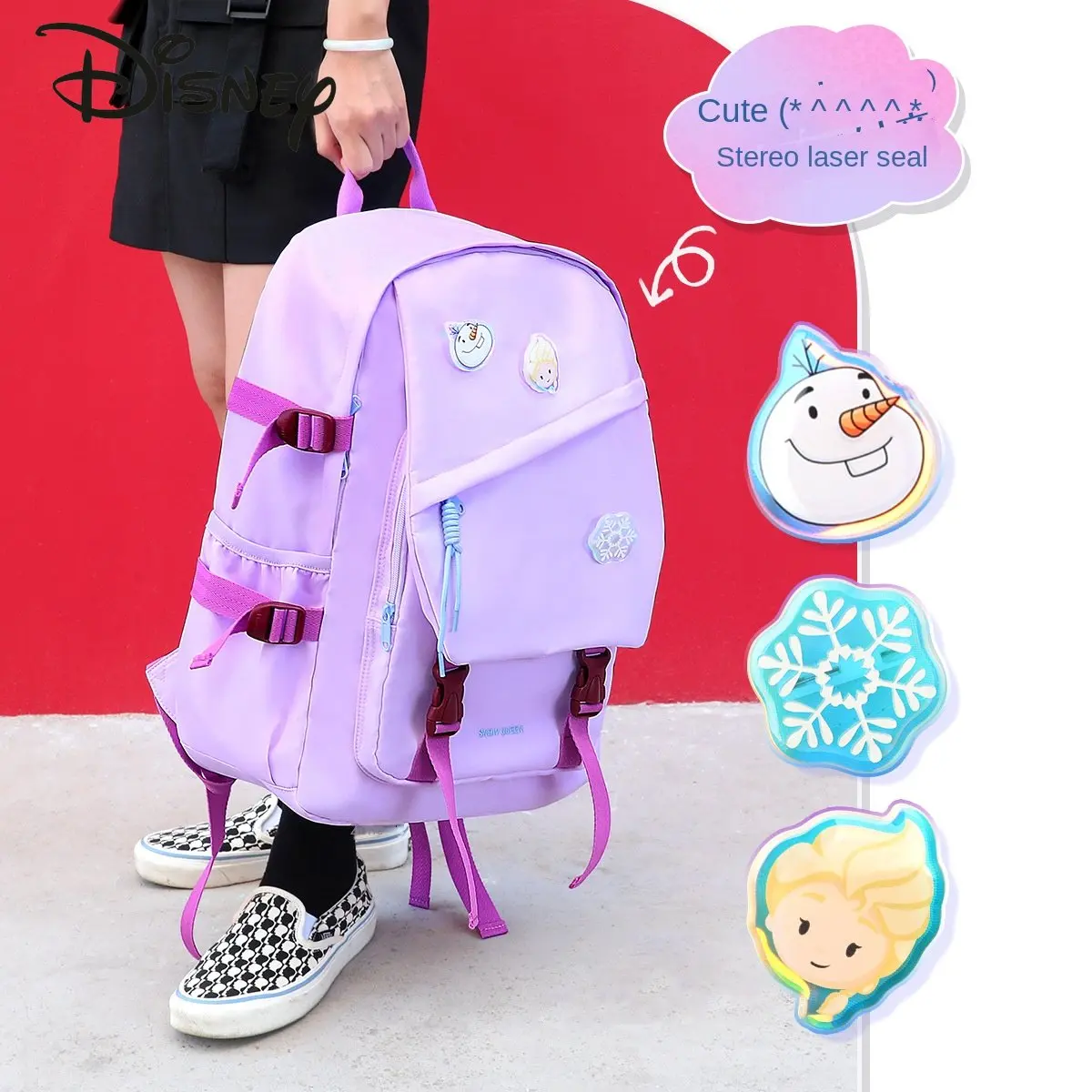 Disney New Student Backpack Fashion High Quality Waterproof Women's Backpack Cartoon Cute Large Capacity Lightweight Backpack