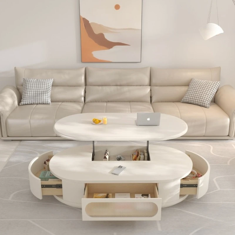 

2025 new cream wind liftable dining table integrated two-in-one dual-purpose small apartment movable multi-function