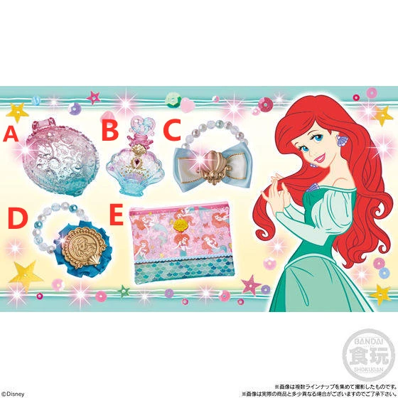 BANDAI The Little Mermaid Ariel Makeup Bag Tying Headband Mirror Perfume Bottle Gashapon Anime Figure in Stock