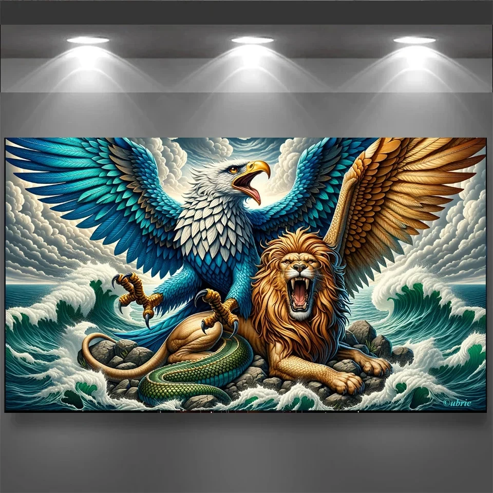 DIY Amazing Mythical Battle Of Beasts Diamond Art Paintings New Full Square Round Diamond Mosaic Lion Eagle Home Decor - Image 6