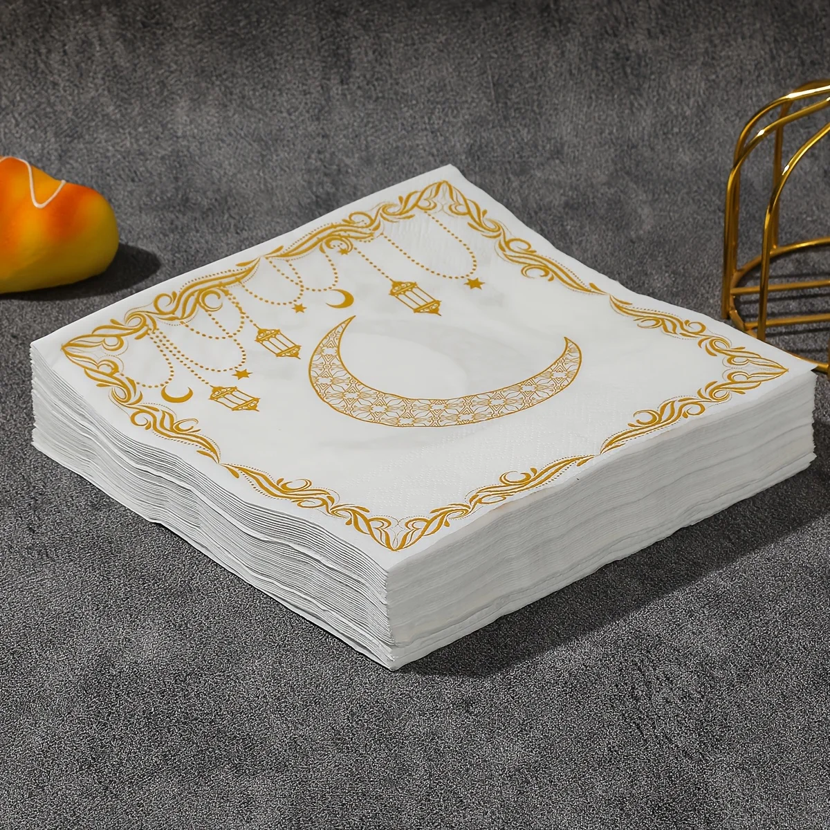 20 Stück Ramadan Elements Servietten Gold Mond bedruckt Einweg-Tischset DIY Decoupage-Papier 2026