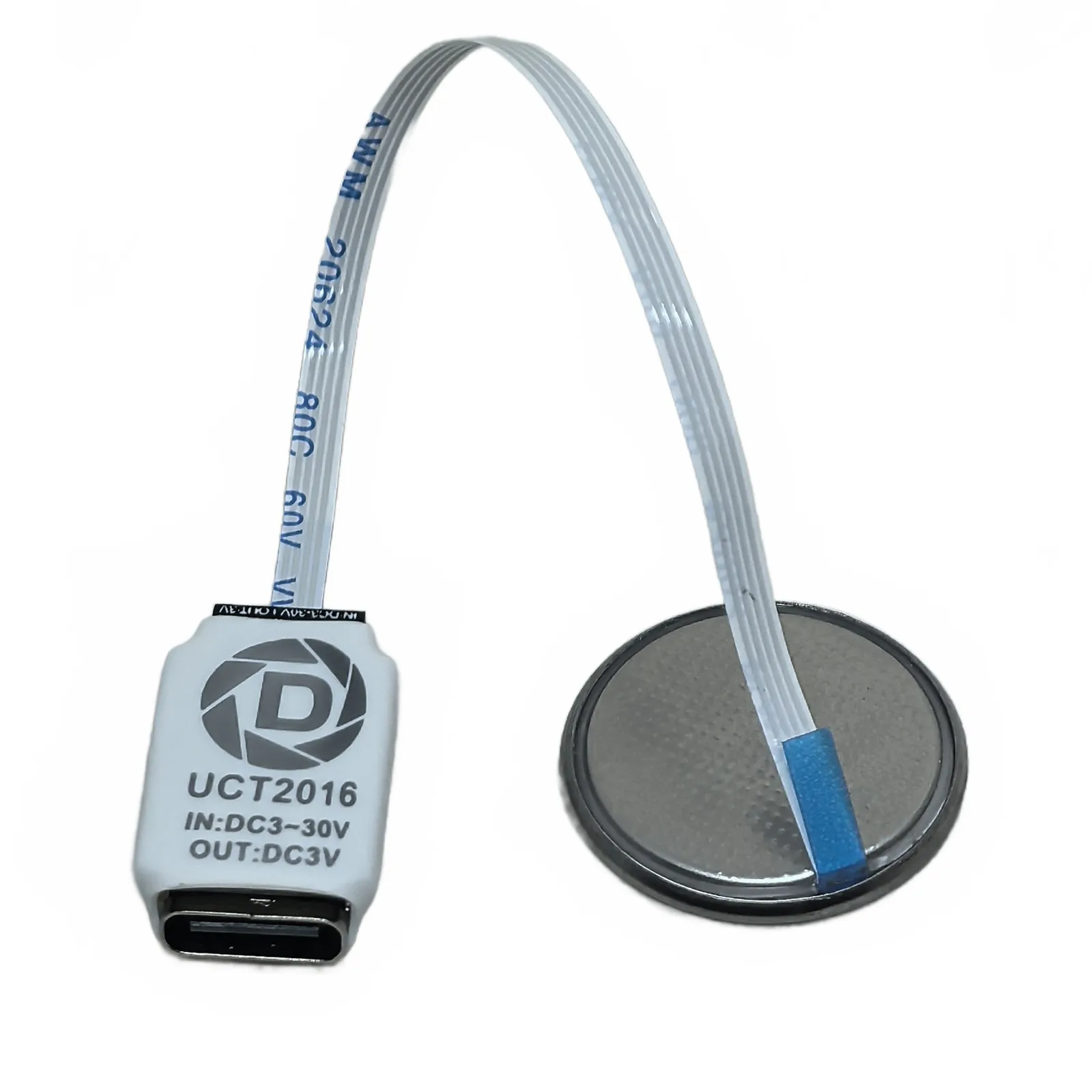 USB TYPE-C to CR2016 Dummy Battery Adapter Converter 3-30V Input Thin FFC Cable