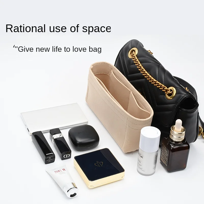 For GG marmont Flap Handbag Felt Cloth Insert Bag Organizer Makeup Handbag Organizer Travel Inner Purse Portable Cosmetic Bags