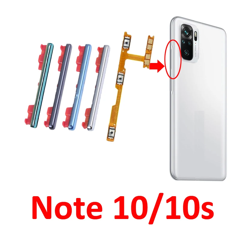 For Xiaomi Redmi Note 10 Phone New Power Volume Button On Off Up Down Key Internal Flex Cable Part For Note 10s