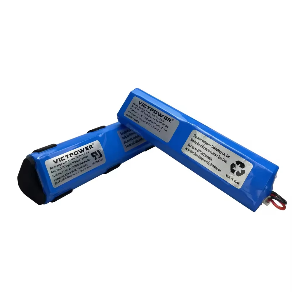 VICTPOWER OEM 18650 6S1P 7.4V 11.1V 14.4V 21.6V 2000mah 2500mah Certified Fascia Gun Massager Rechargeable Lithium Battery Pack