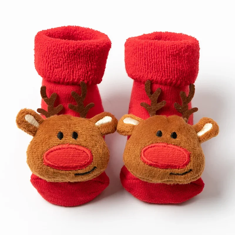 Baby Christmas Socks for Newborns Infant Short Socks Kids Children's Socks for Girls Boys Non-slip Print Cotton Toddler Clothing
