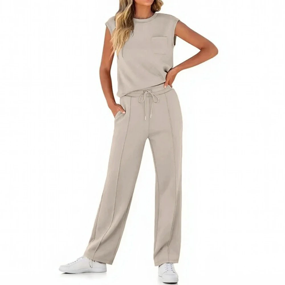2025 デイリーベーシックパンツ レディース 多用途 無地 ドローストリングウエスト フルレングス ナチュラルウエスト トラウザーズ