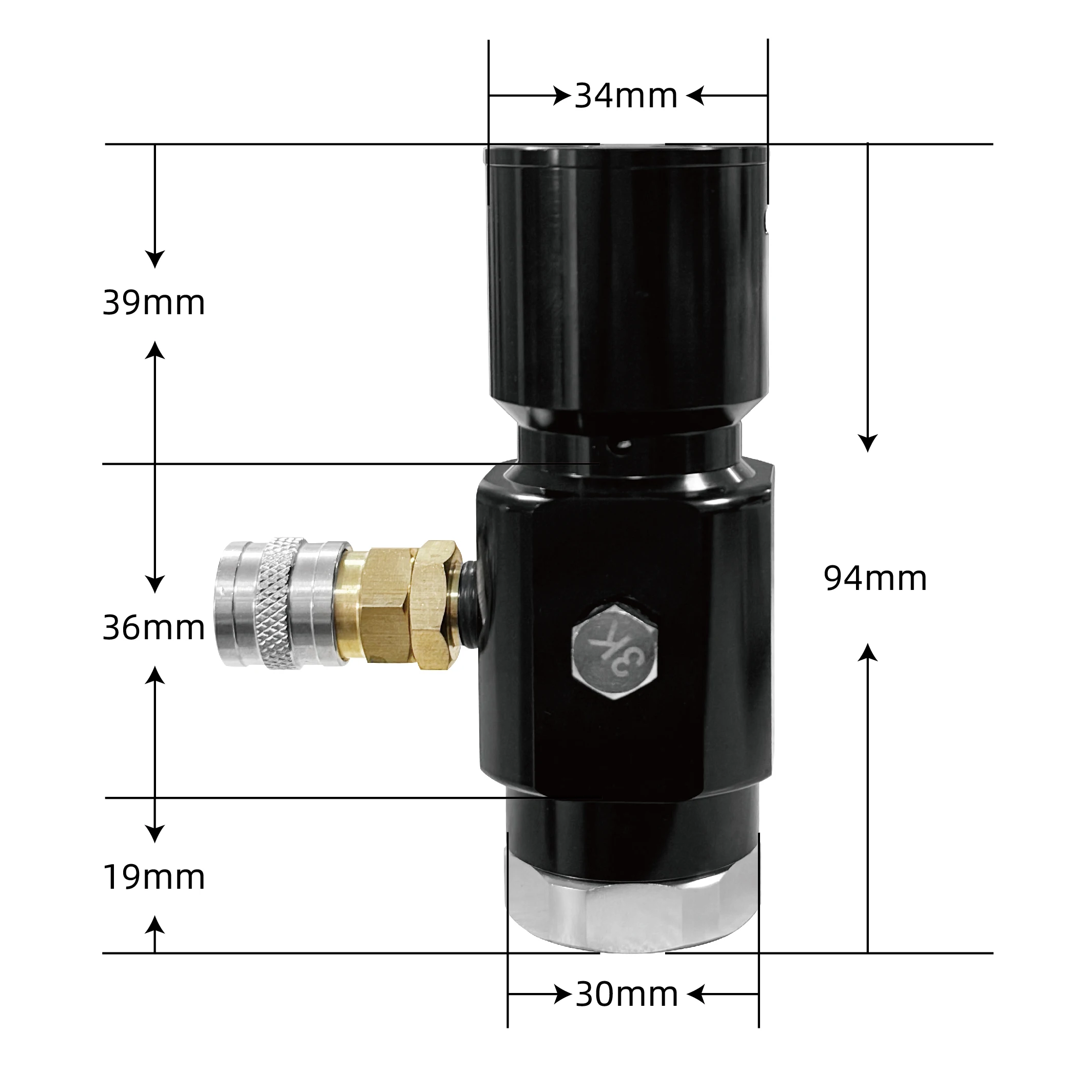 Micro HPA/CO2 Regulator Valve G1/2-14 for Pneumatic Tools, Adjustable Fill Station Adapter (Hose Optional)