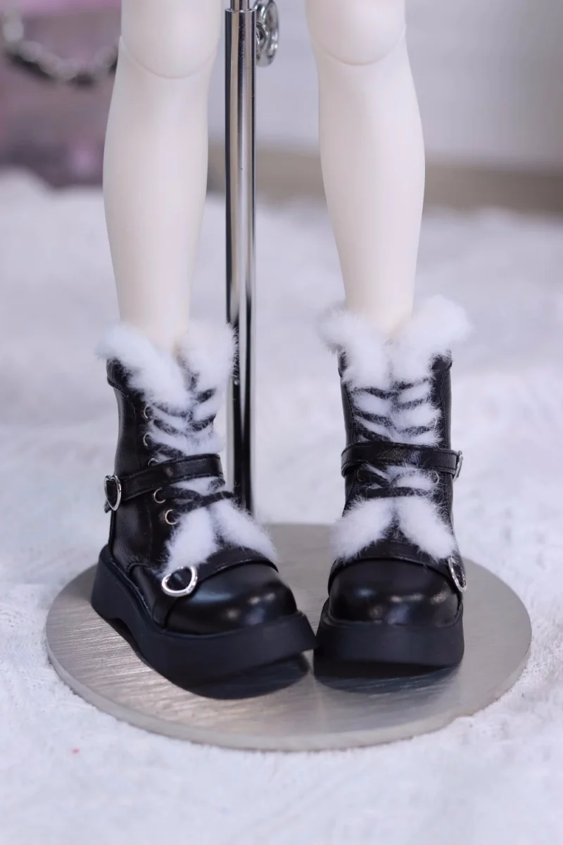 BJD doll shoes suitable for 1/4 size round head love binding furry boots 2 color doll accessories