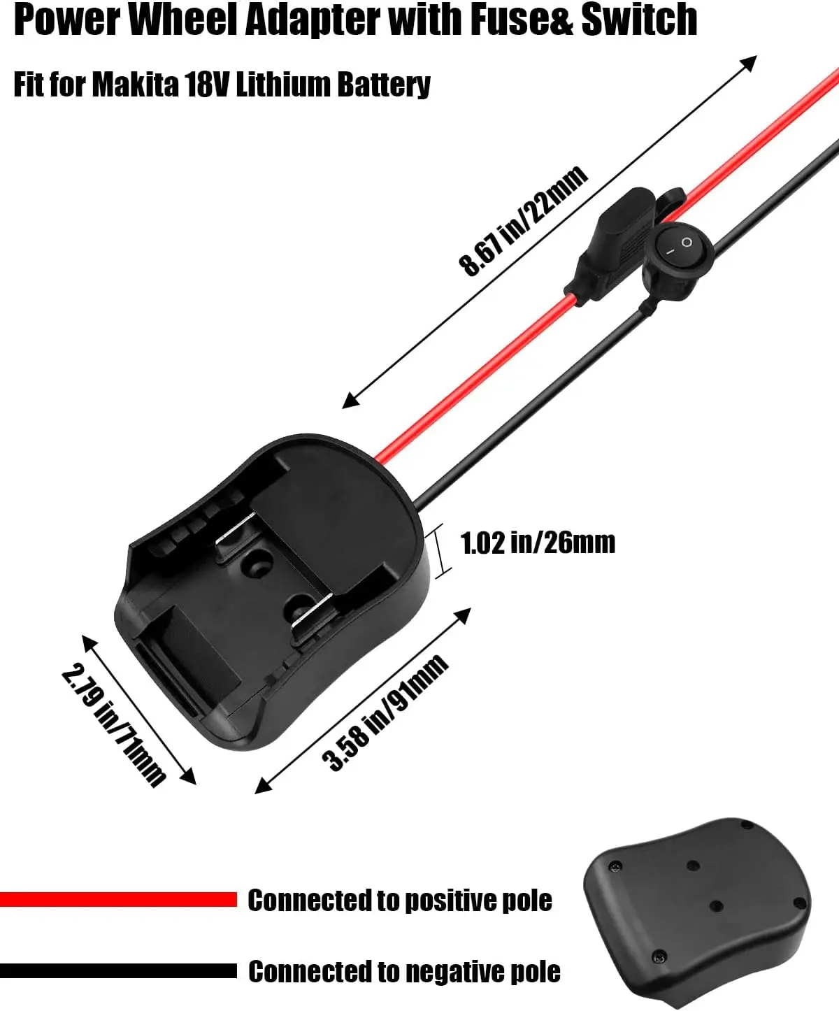 Battery DIY Adapter For makita 18V Lithium Battery Power Wheels Adapter with Switch Fuse for RC Truck Robotics Toys