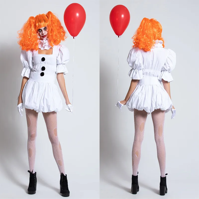 loween Clown Role-plang Dr Abbigliamento da donna Costume di scena etnico con codice di taglia Vestito a tema loween